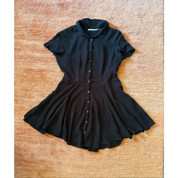 Urban Outfitters Dresses & Skirts - Kimchi Blue Black Button Front Dress Open Back Fit Flare Urban Outfitters S